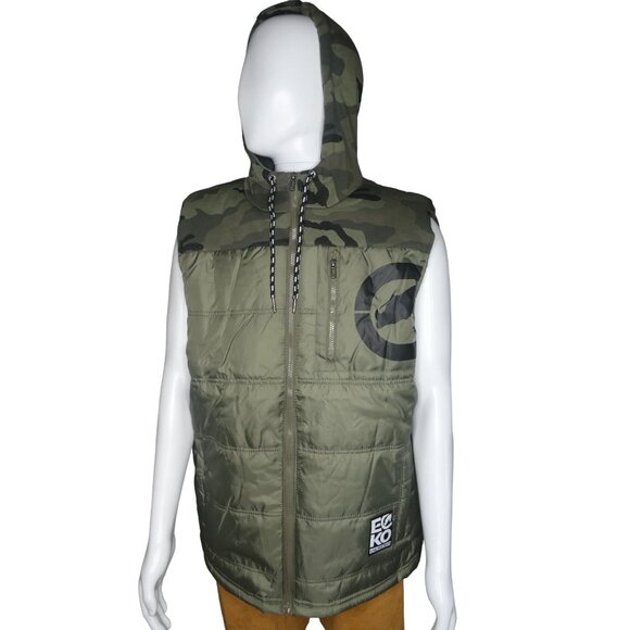 Echo Men's Vest Fall/Winter Hoodie Olive Size XL